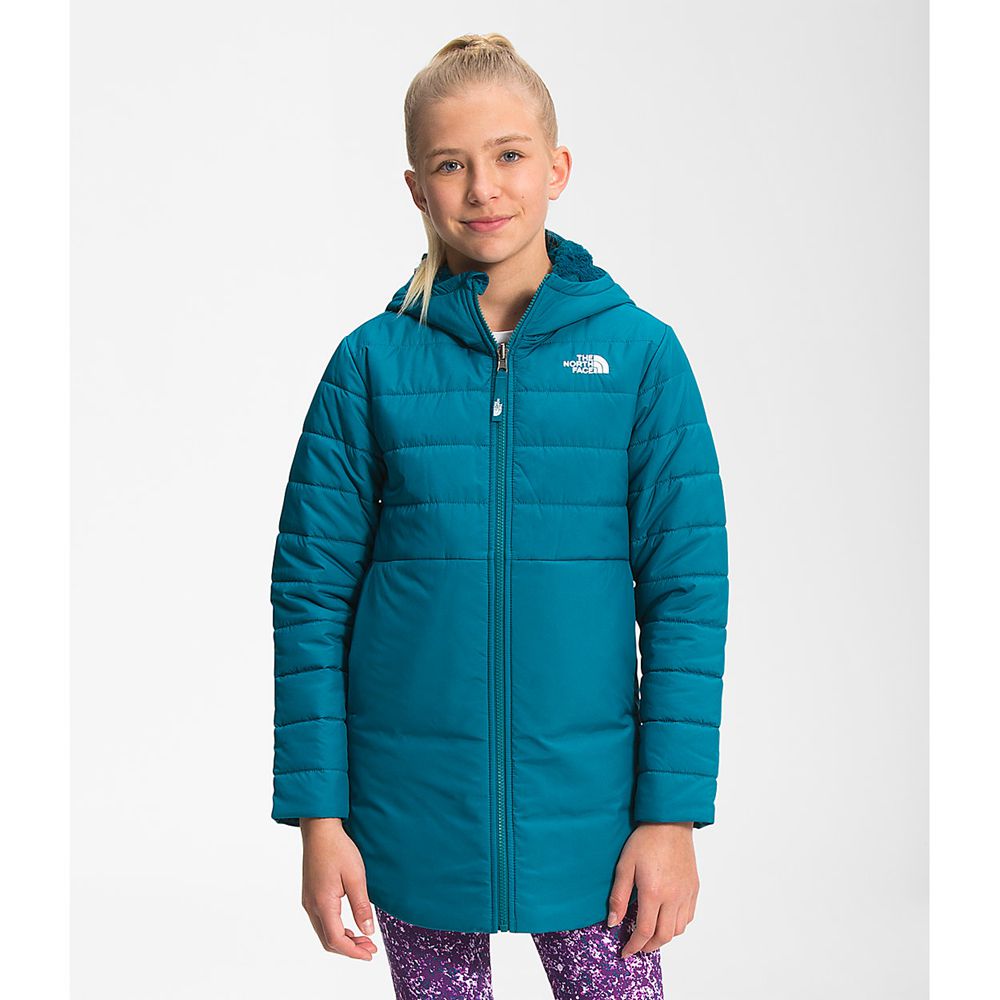 The North Face Parka Girls Australia - The North Face Reversible Mossbud Swirl Dark Blue (DUC-894236